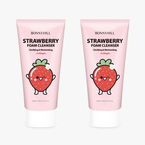 New Lot 2x Korean BONNYHILL Strawberry Foam Cleanser 170ml Claryfing K-Beauty